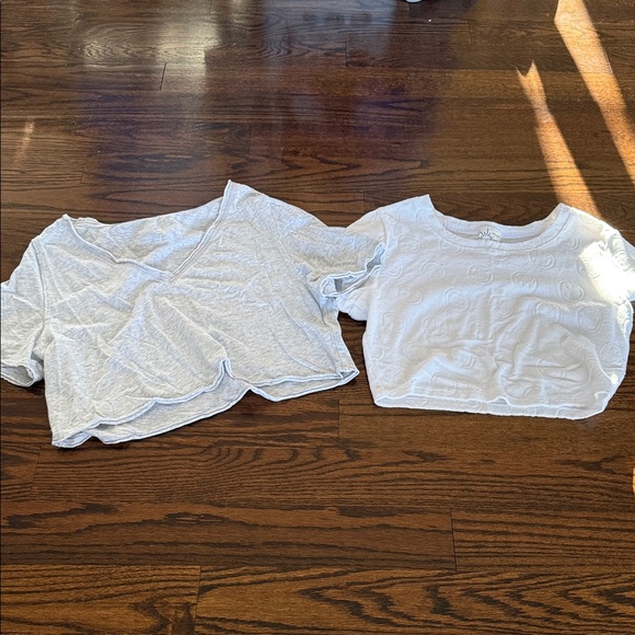 aerie Tops - Aerie Offline Set of 2 Gray and White Cropped Tops